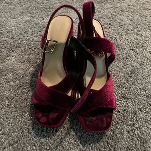 Burgundy Velvet Women's Heels
